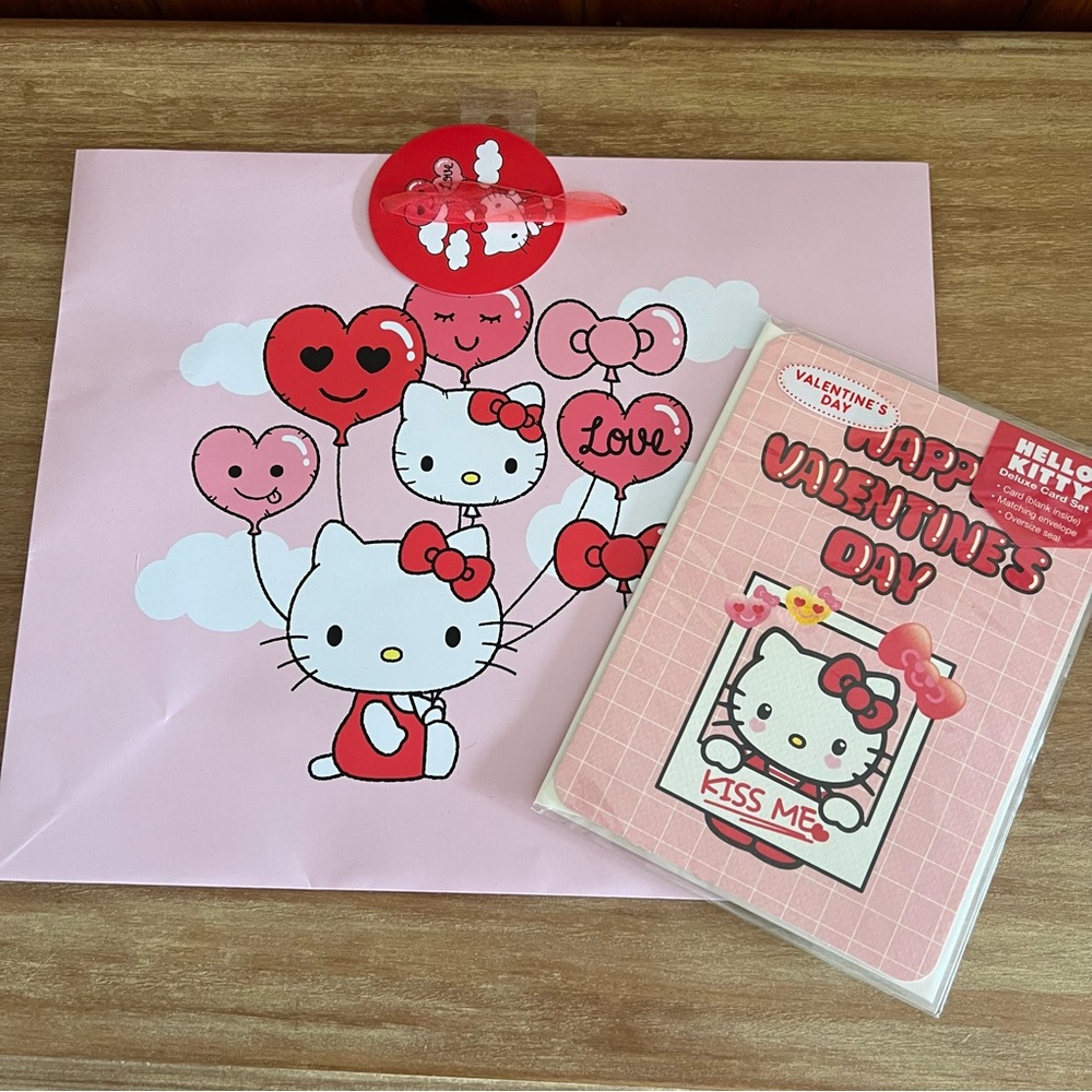 Sanrio Hello Kitty Valentines Day gift bag and greeting card Bundle